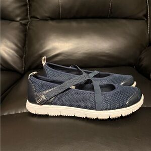Propet Navy Mary Jane Walking Shoes | Women’s 8.5W Comfort Mesh Flats